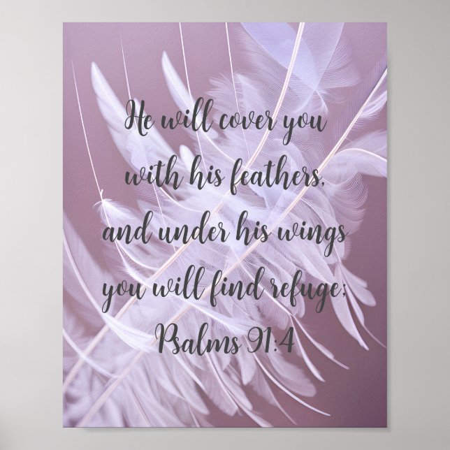 Psalms 91:4 He Will Cover You With His Feathers  Poster (Front)