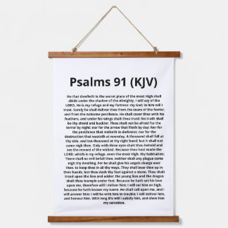 Psalms 91 (KJV). Scripture Quote. Black and White Hanging Tapestry