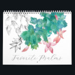 Psalms Bible Scripture Watercolor Botanical Plants Calendar<br><div class="desc">A botanical style calendar featuring some favourite scriptures from the book of Psalms. For each month is a plant, flower, bird, or still life illustration done in pencil and watercolor. The Bible verse is in a shade of soft grey. On the back is a thumbnail size of each image in...</div>