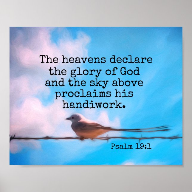 Psalms Bible verse  pretty blue sky with bird  Poster (Front)