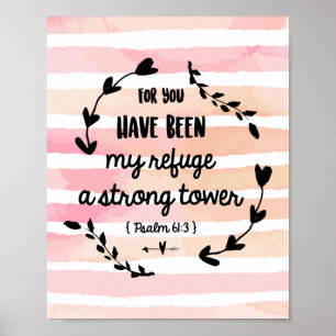 Psalms Bible Verse Watercolor Pink Wash Christian Poster