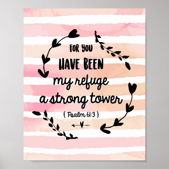 Psalms Bible Verse Watercolor Pink Wash Christian Poster (Front)