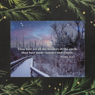 Psalms Bible Verse Winter Twilight Sky Woodlands Holiday Postcard
