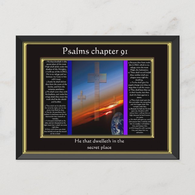Psalms chapter 91 Black Frame Postcard (Front)