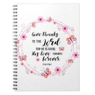Psalms Devotional Christian Bible Verse Pink Flora Notebook