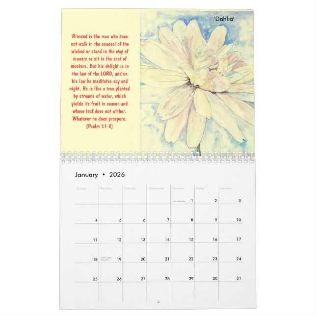 'Psalms & Watercolours' Calendar (Jan 2026)