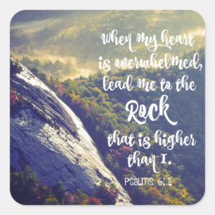Psalms: When my Heart is Overwhelmed Verse Square Sticker