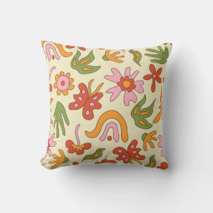 Psicodélico Boho Cojín with Butterflies, Flowers a Cushion