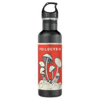 Psilocybin   Retro Psychedelic Magic Mushrooms  710 Ml Water Bottle