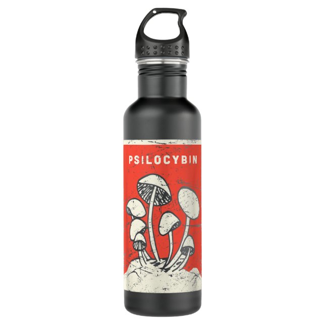 Psilocybin   Retro Psychedelic Magic Mushrooms  710 Ml Water Bottle (Front)
