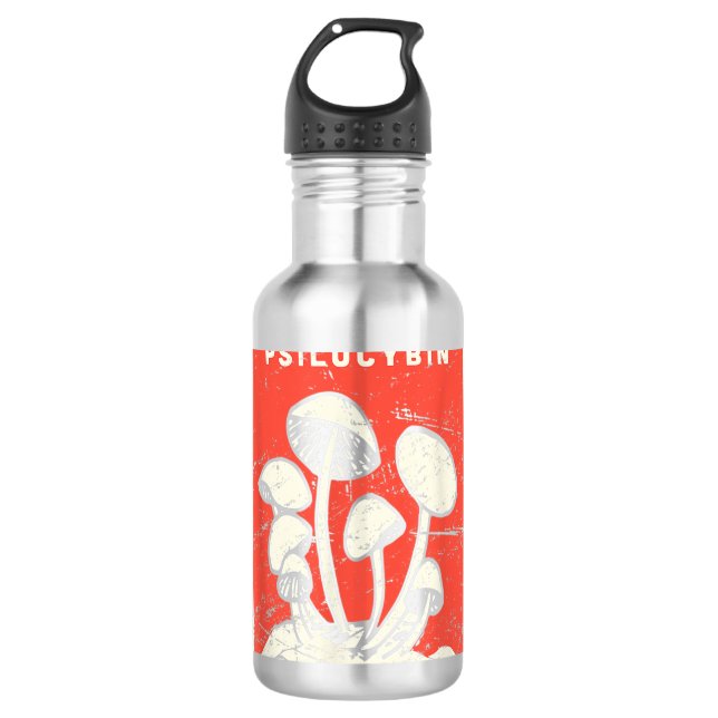 Psilocybin   Retro Psychedelic Magic Mushrooms  710 Ml Water Bottle (Front)