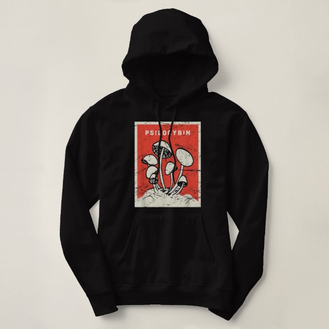 Psilocybin   Retro Psychedelic Magic Mushrooms  Hoodie (Design Front)