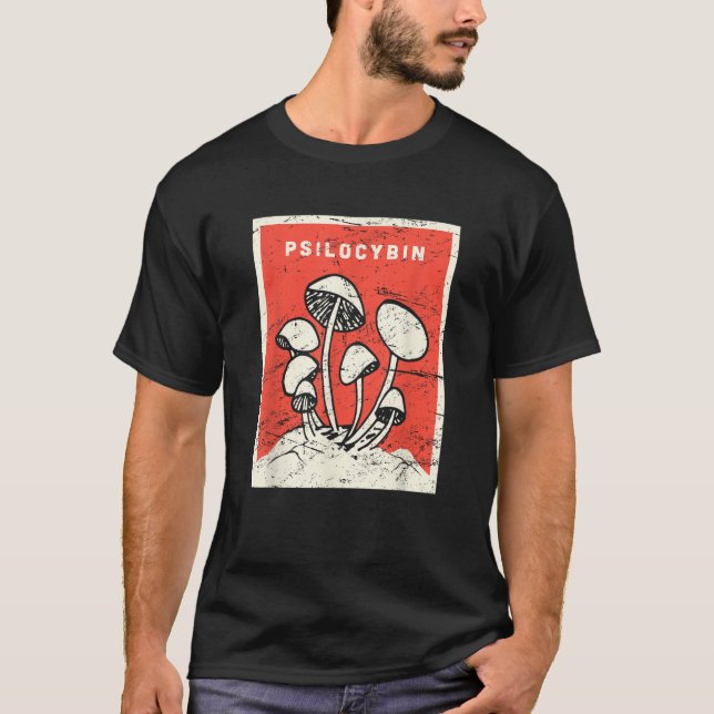 Psilocybin T Shirt Retro Psychedelic Magic Mushroo (Front)