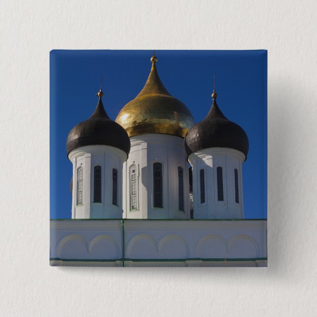 Pskov Kremlin and Trinity Cathedral 15 Cm Square Badge (Front)
