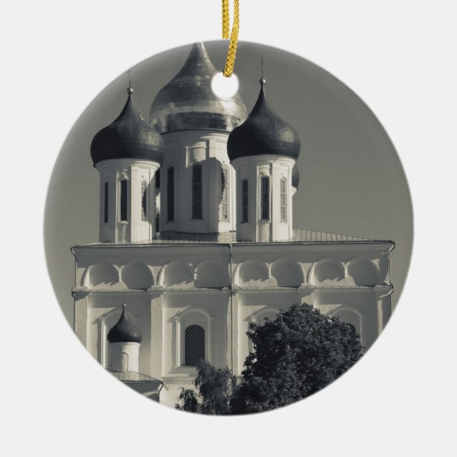 Pskov Kremlin and Trinity Cathedral Ceramic Ornament (Front)