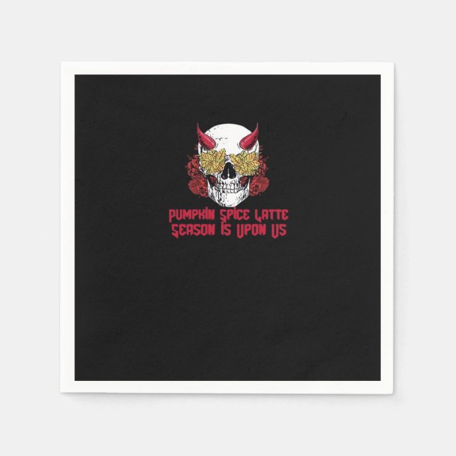 PSL Pumpkin Spice Latte Season Autumn Skull  Napkin (Front)