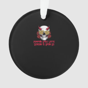 PSL Pumpkin Spice Latte Season Autumn Skull Ornament