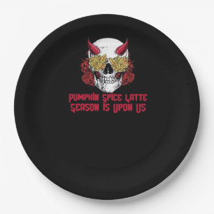 PSL Pumpkin Spice Latte Season Autumn Skull Paper Plate