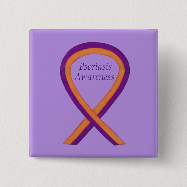 Psoriasis Awareness Ribbon Custom Pin Button (Front)