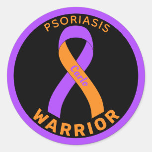 Psoriasis Warrior Ribbon Black Round Sticker