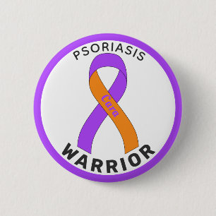 Psoriasis Warrior Ribbon White Button