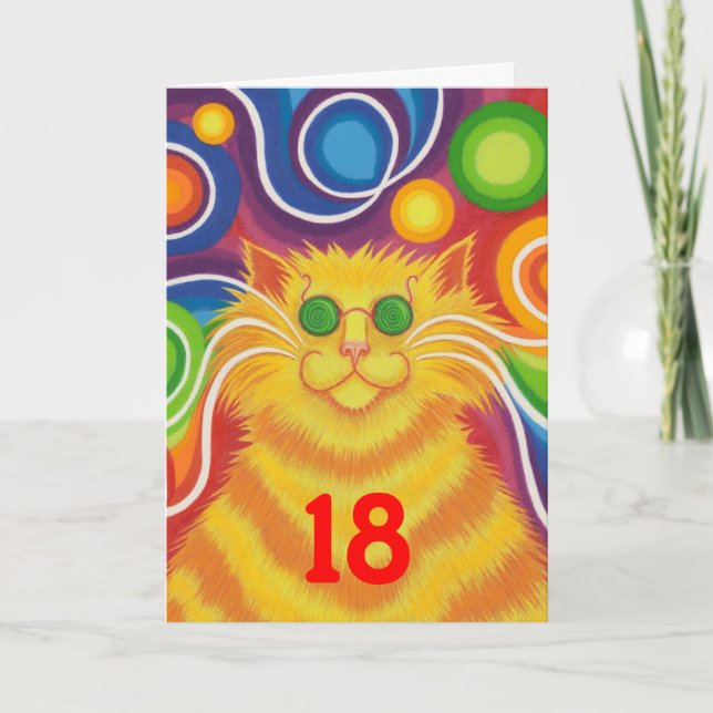 Psy-cat-delic 'Age' 'groovy birthday' card (Front)