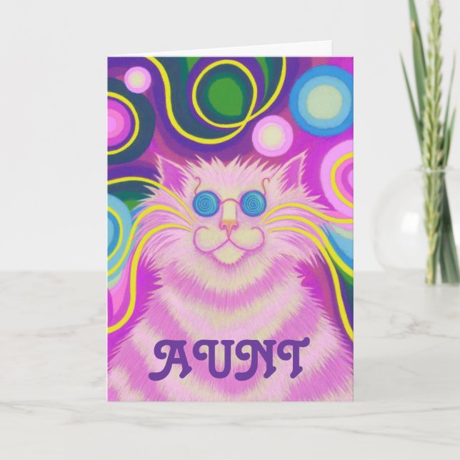Psy-cat-delic 'Aunt' 'groovy birthday' card (Front)