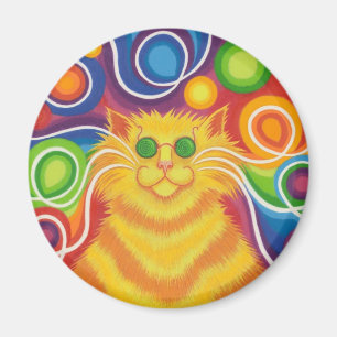 Psy-cat-delic fridge magnet round