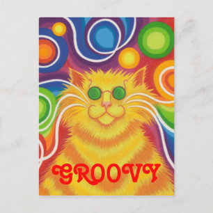 Psy-cat-delic 'Groovy' postcard vertical