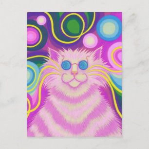 Psy-cat-delic Pink postcard vertical