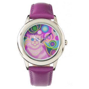 Psy-cat-delic Pink print watch