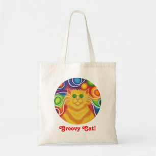 Psy-cat-delic round 'Groovy Cat' tote bag