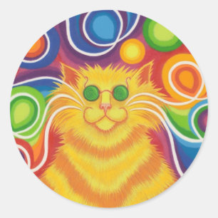 Psy-cat-delic round sticker