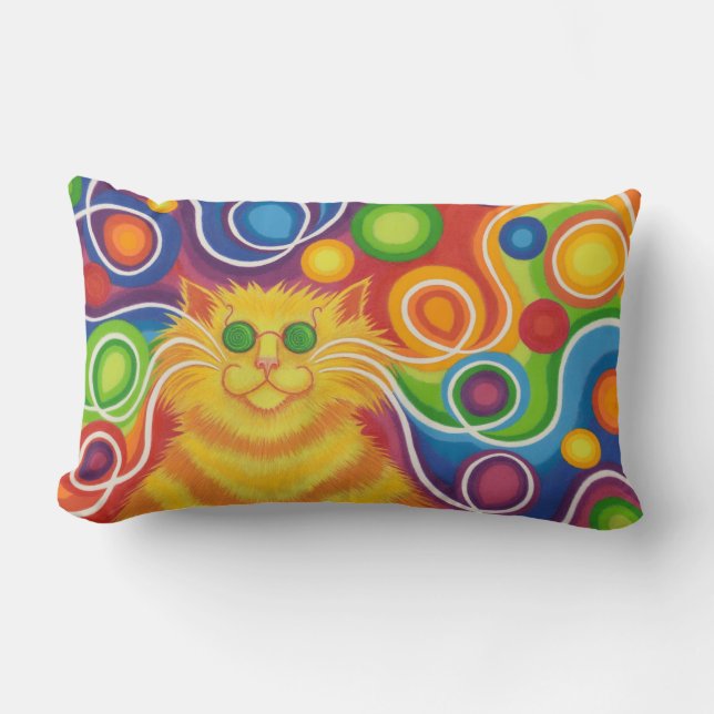 Psy-cat-delic throw pillow (Front)