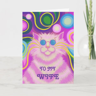 Psy-cat-delic 'Wife' 'groovy birthday' card