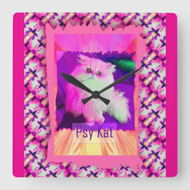 Psy Kat eWatch Square Wall Clock (Front)