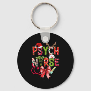 Psych Nurse Christmas Cute Coquette Christmas Bow Key Ring