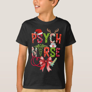 Psych Nurse Christmas Cute Coquette Christmas Bow  T-Shirt