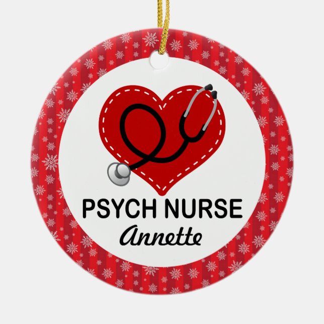 Psych Nurse Christmas Gift Ornament (Front)
