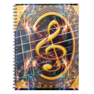 Psychadelic Accoustic Guitar, music sheet design Notebook