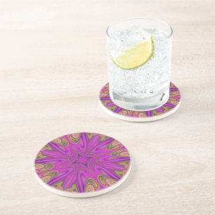 Psychadelic Liquid Colourful Abstract Purple Orang Coaster