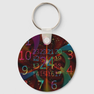 Psychadelic numbers pattern, mesmerising design key ring