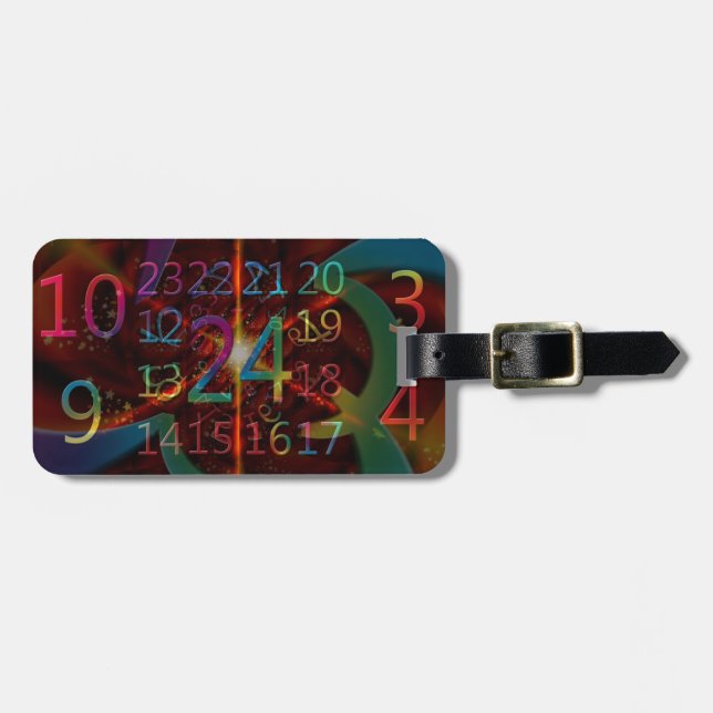 Psychadelic numbers pattern, mesmerising design luggage tag (Front Horizontal)