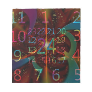 Psychadelic numbers pattern, mesmerising design notepad