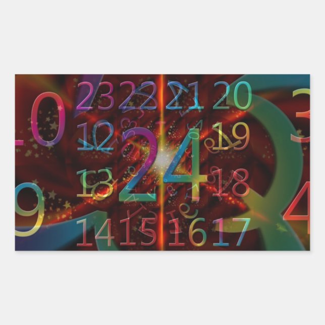 Psychadelic numbers pattern, mesmerising design rectangular sticker (Front)