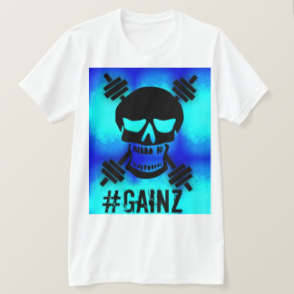 Psychdelic Blue Barbell Skull T-Shirt