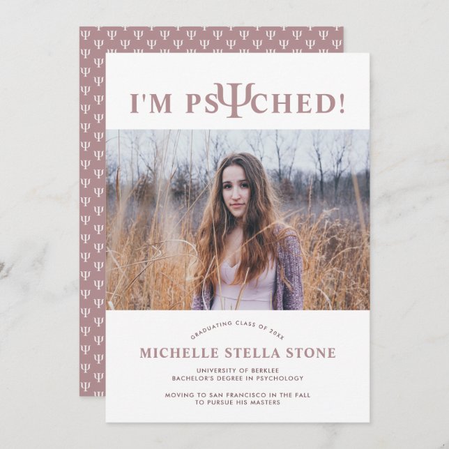 Psyched ψ Psychology Graduation Invitation (Front/Back)