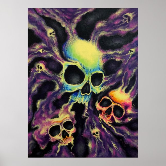 "Psychedelia" Skull Cluster Art Poster Print (Front)