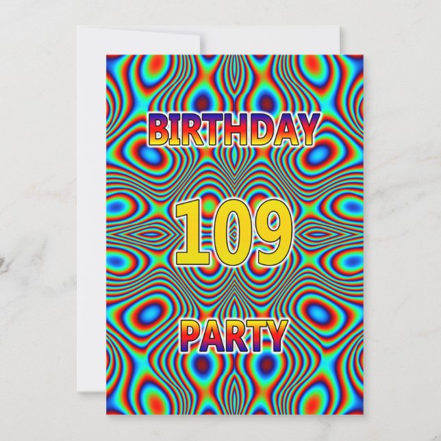 Psychedelic 109th Birthday party Invitation (Front)