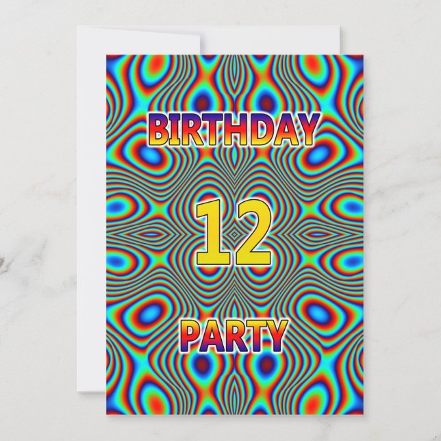Psychedelic 12th Birthday party Invitation (Front)